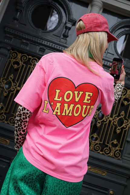 T - SHIRT LOVE L'AMOUR ROZE - Hipishet