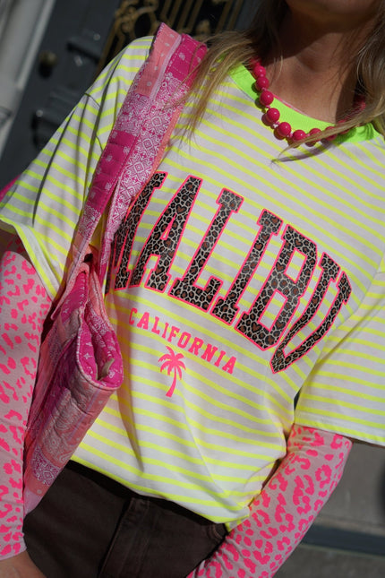 T - SHIRT MALIBU NEON GEEL - Hipishet