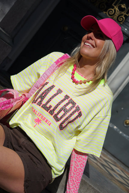 T - SHIRT MALIBU NEON GEEL - Hipishet