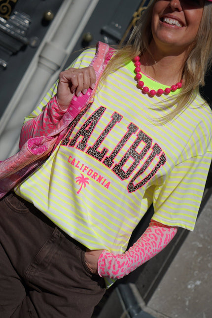 T - SHIRT MALIBU NEON GEEL - Hipishet
