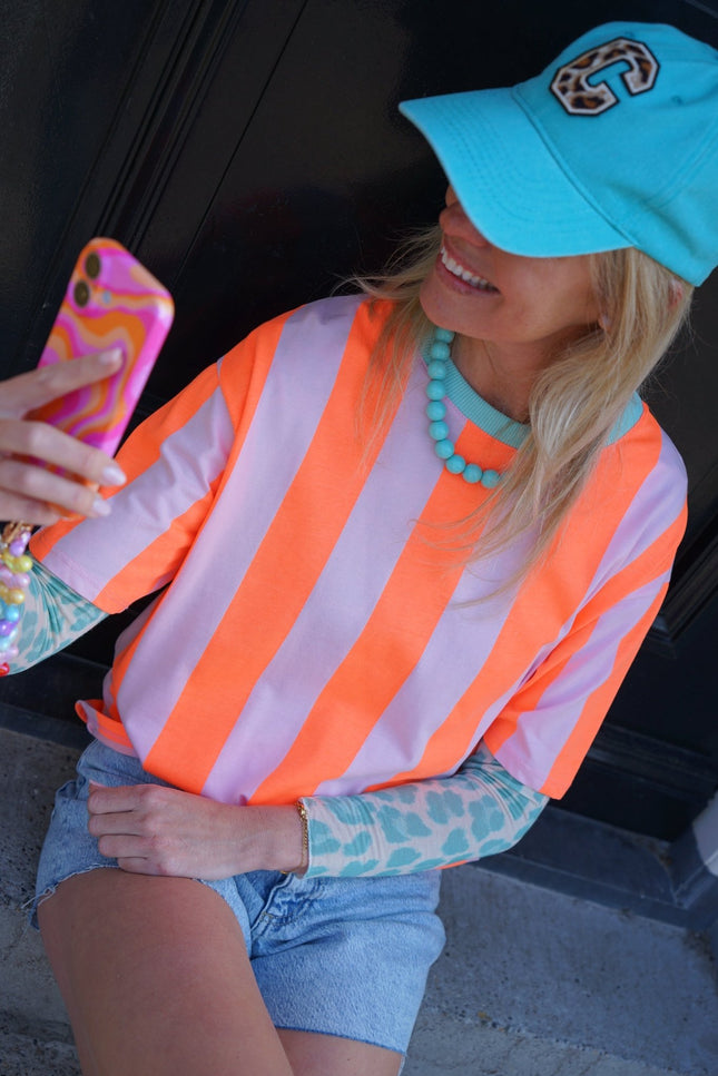 T - SHIRT ORANJE ROZE - Hipishet