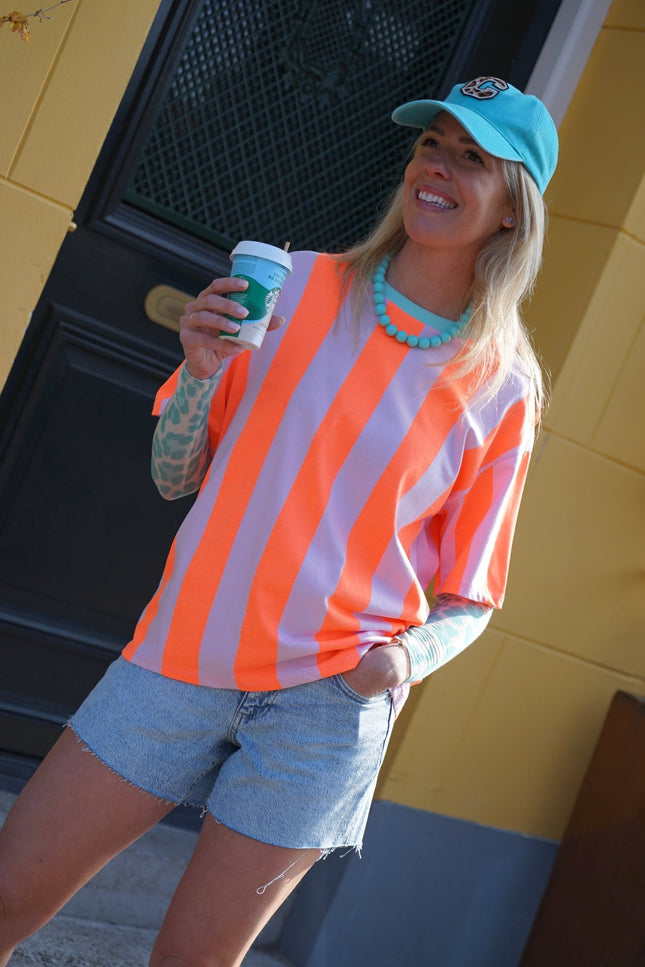 T - SHIRT ORANJE ROZE - Hipishet