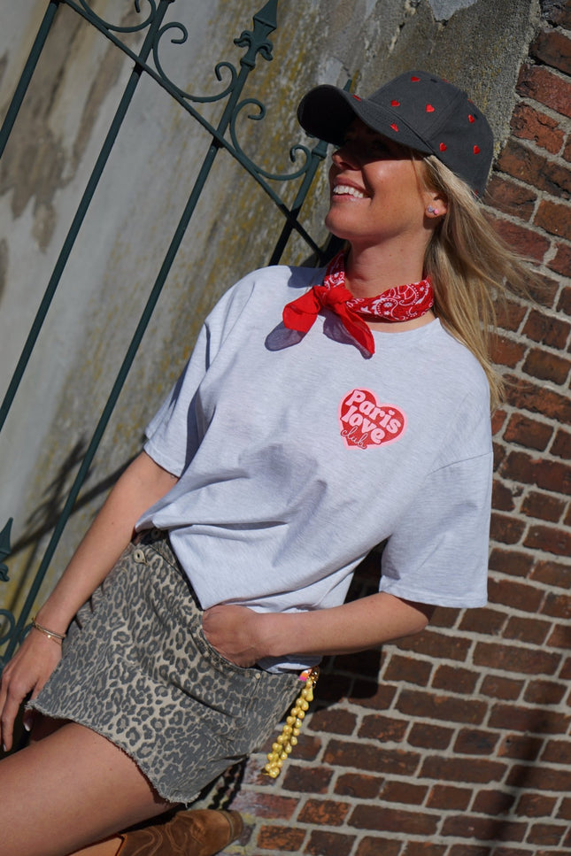 T - SHIRT PARIS LOVE GRIJS - Hipishet
