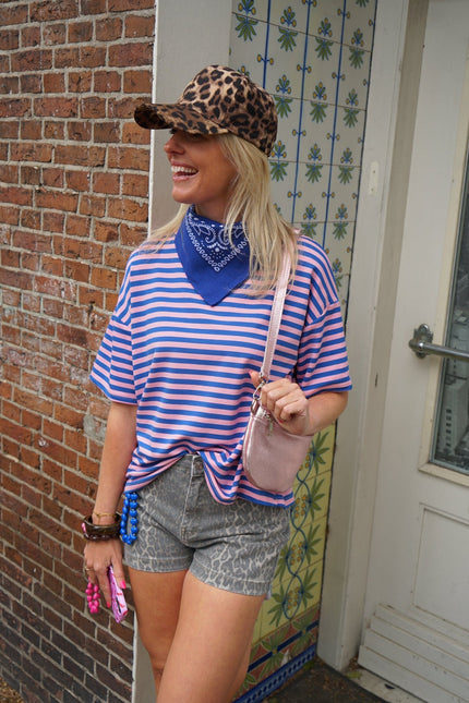 T - SHIRT ROMY BLAUW ROZE - Hipishet