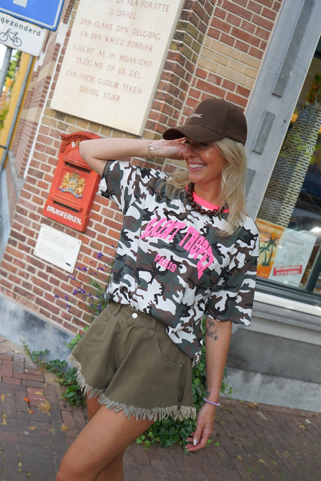 T-SHIRT SAINT TROPEZ ROZE ARMY - Hipishet