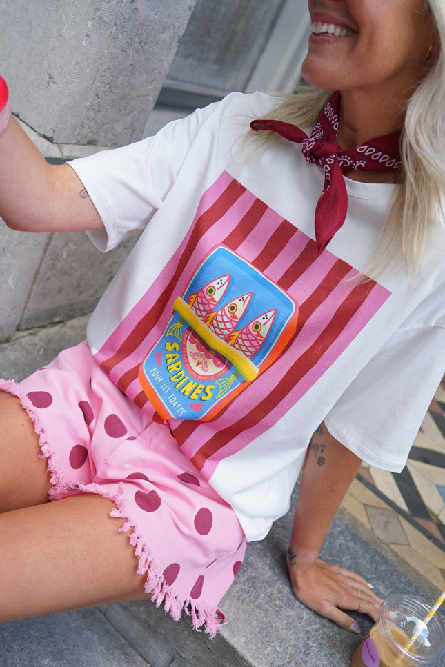 T-SHIRT SARDINES WIT - Hipishet