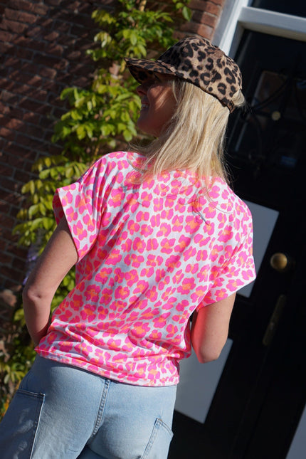 T - SHIRT SOHO LEOPARD ORANJE ROZE - Hipishet