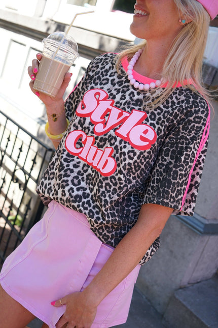 T - SHIRT STYLE CLUB LEOPARD ROZE - Hipishet