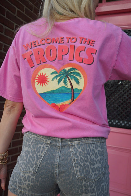 T - SHIRT TROPICS ROZE - Hipishet