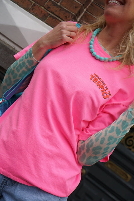 T - SHIRT TROPICS ROZE - Hipishet