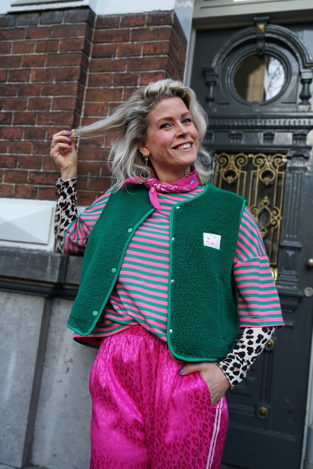 TEDDY GILET ICONIC GROEN - Hipishet