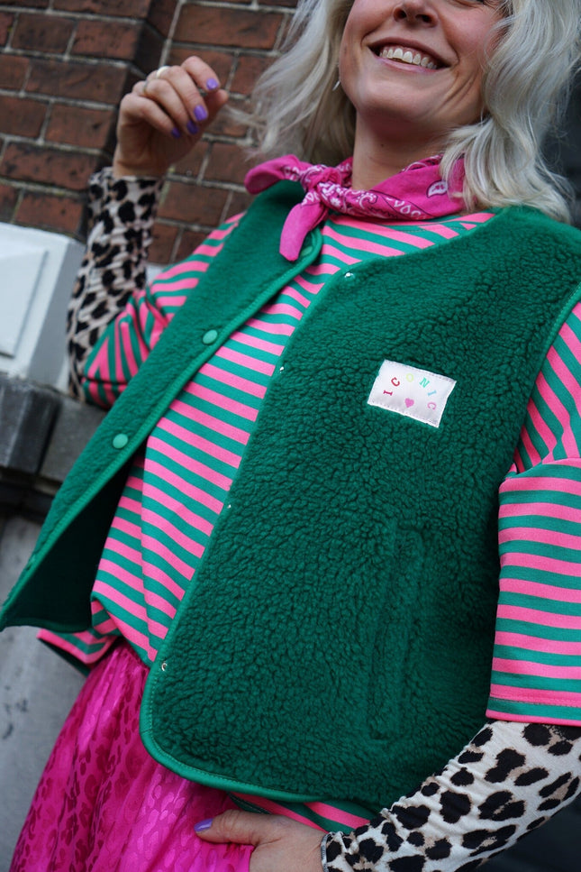 TEDDY GILET ICONIC GROEN - Hipishet