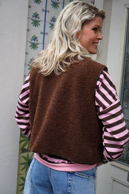 TEDDY GILET SELF LOVE BRUIN - Hipishet