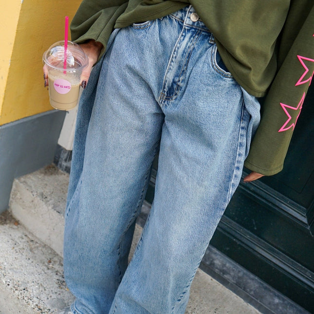 WIDE LEG JEANS RIXT BLAUW - Hip is het