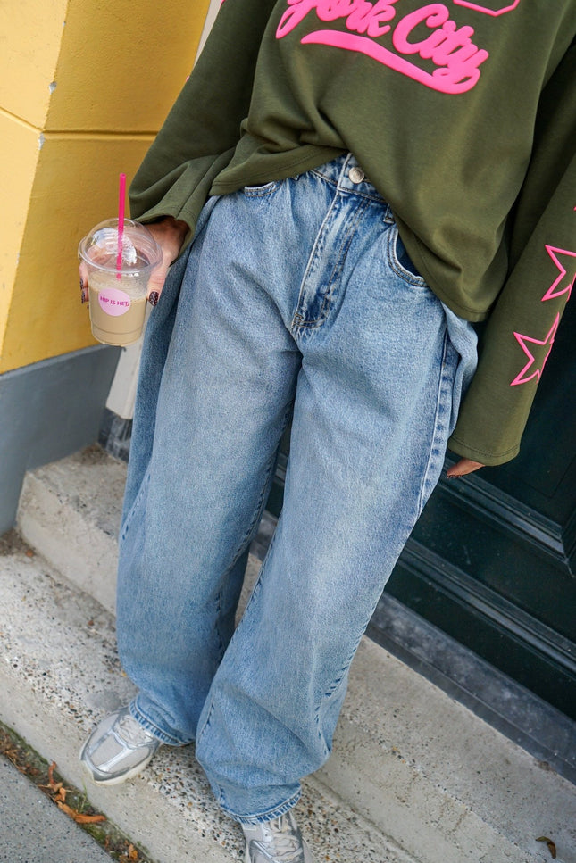 WIDE LEG JEANS RIXT BLAUW - Hip is het