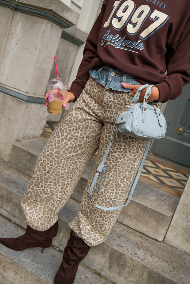 WIDE LEG JEANS RUFFLE LEOPARD - Hip is het