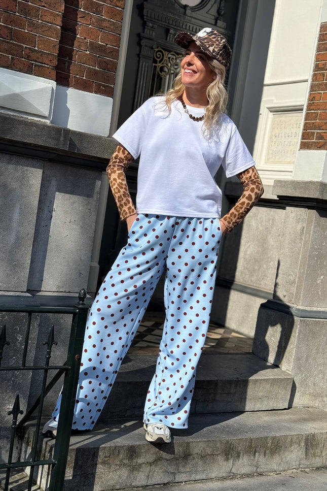 WIJDE BROEK DOTS BLAUW - Hipishet