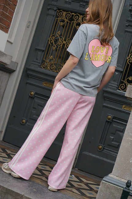 WIJDE BROEK DOTS ROZE - Hipishet