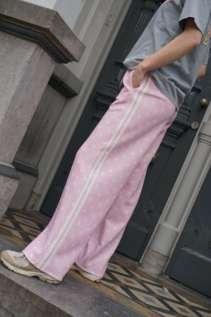 WIJDE BROEK DOTS ROZE - Hipishet