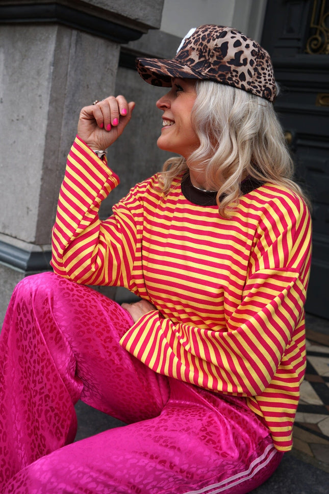 WIJDE BROEK LEOPARD FUCHSIA - Hipishet