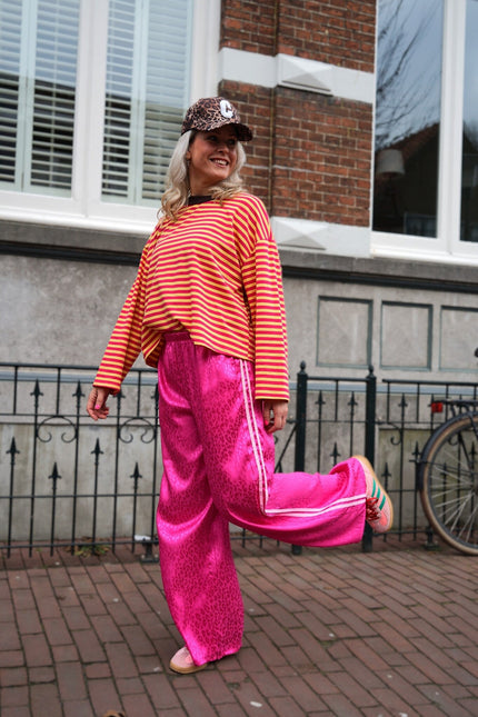 WIJDE BROEK LEOPARD FUCHSIA - Hipishet