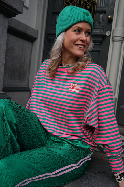 WIJDE BROEK LEOPARD GROEN - Hipishet
