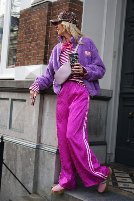 WIJDE BROEK LEOPARD MAGENTA - Hipishet