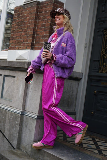 WIJDE BROEK LEOPARD MAGENTA - Hipishet